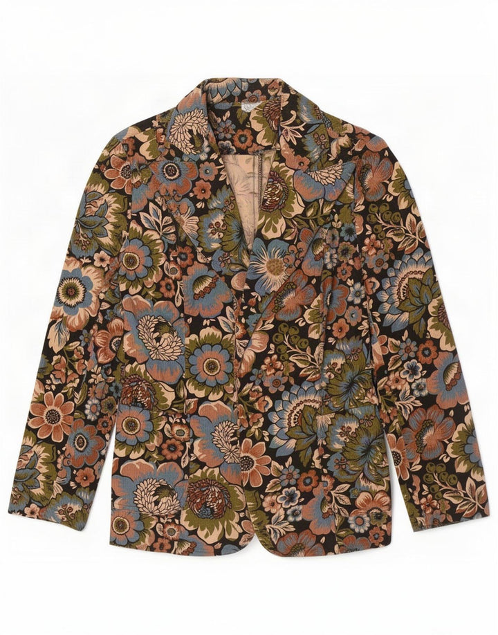 Giacca blazer aperta da donna vintage IT 42 medio multicolore floreale