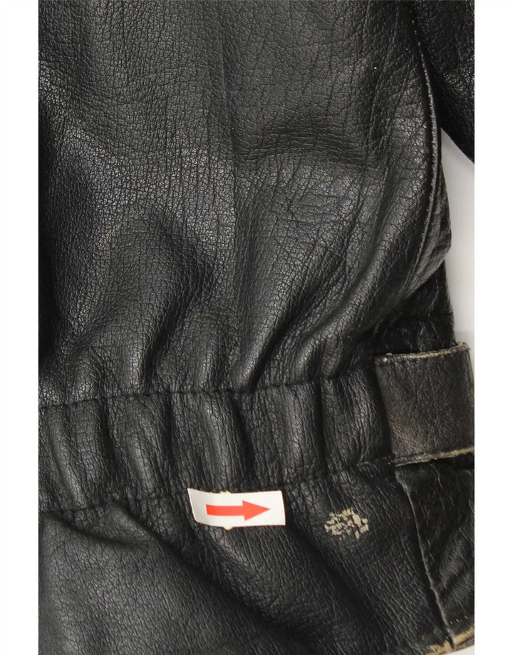 Giacca da motociclista in pelle da uomo vintage UK 36 piccola pelle nera