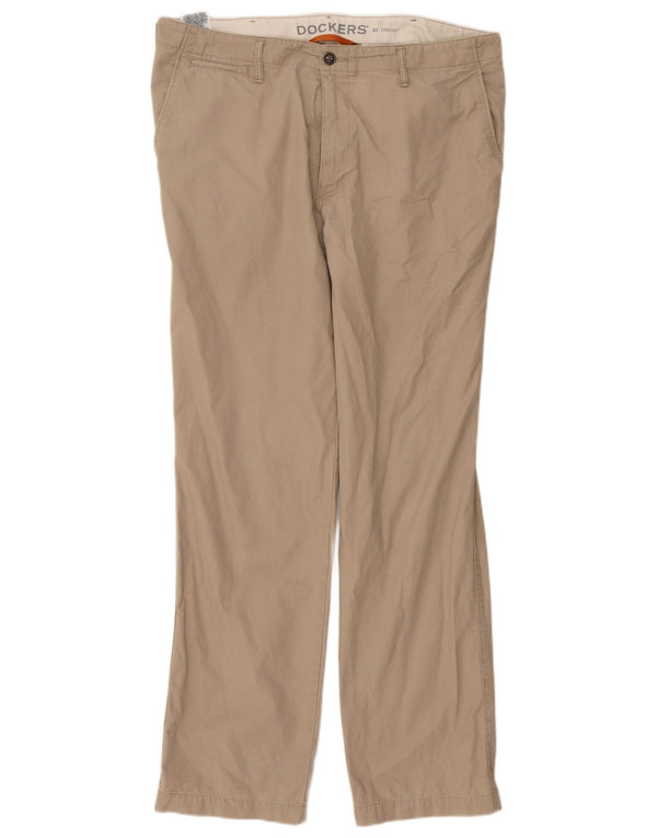 Pantaloni chino dritti da uomo Dockers W38 L34 in cotone beige