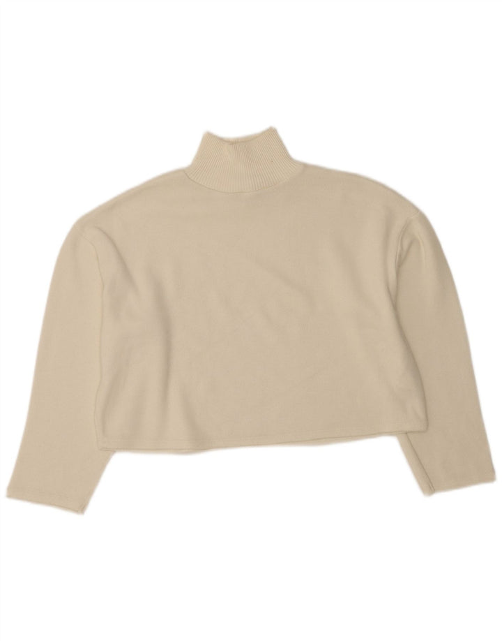 Maglione corto oversize con collo dolcevita da donna Zara UK 10 piccolo bianco sporco