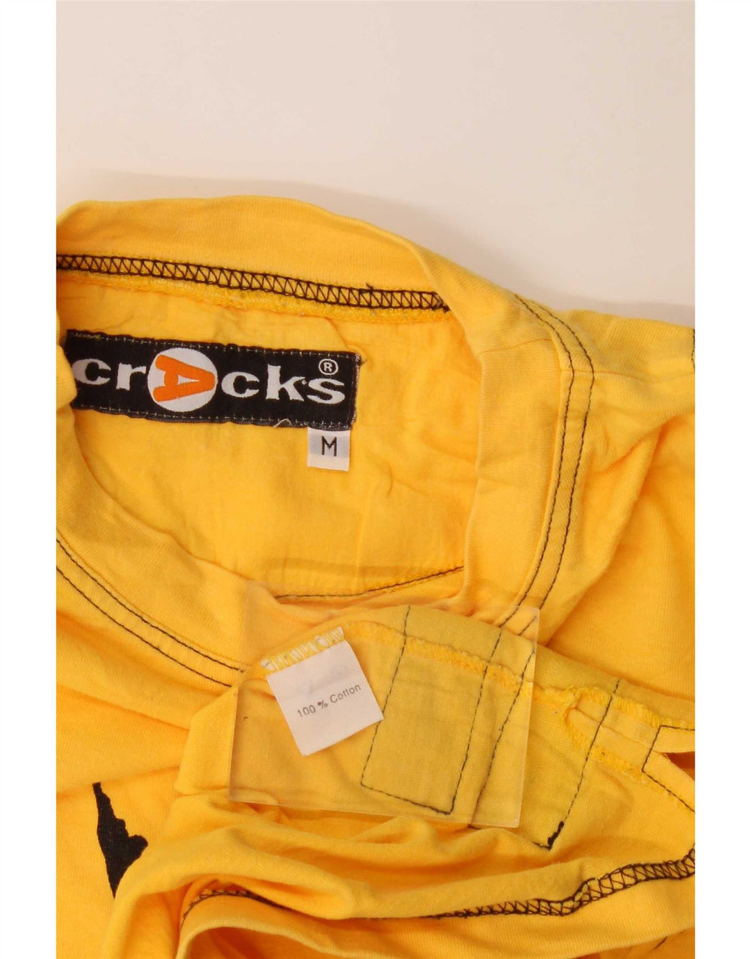 Maglia Vintage da Uomo con Grafica Manica Lunga Taglia Media Colore Giallo a Blocchi in Cotone