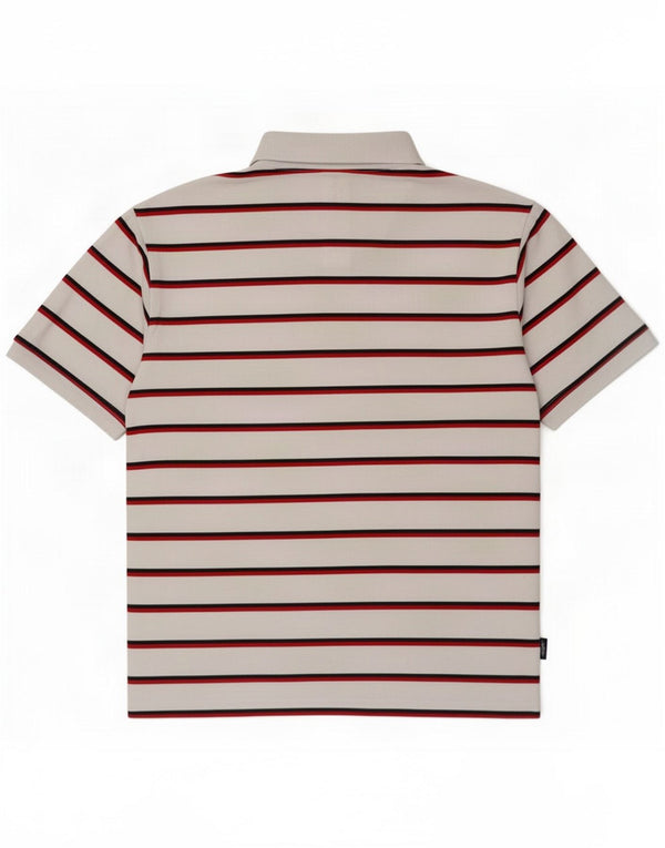 Umbro Mens Polo Shirt Large White Striped Polyester