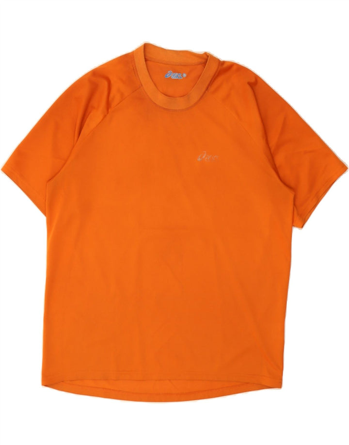 ASICS Mens T-Shirt Top Large Orange Polyester Vintage Asics and Second-Hand Asics from Messina Hembry 