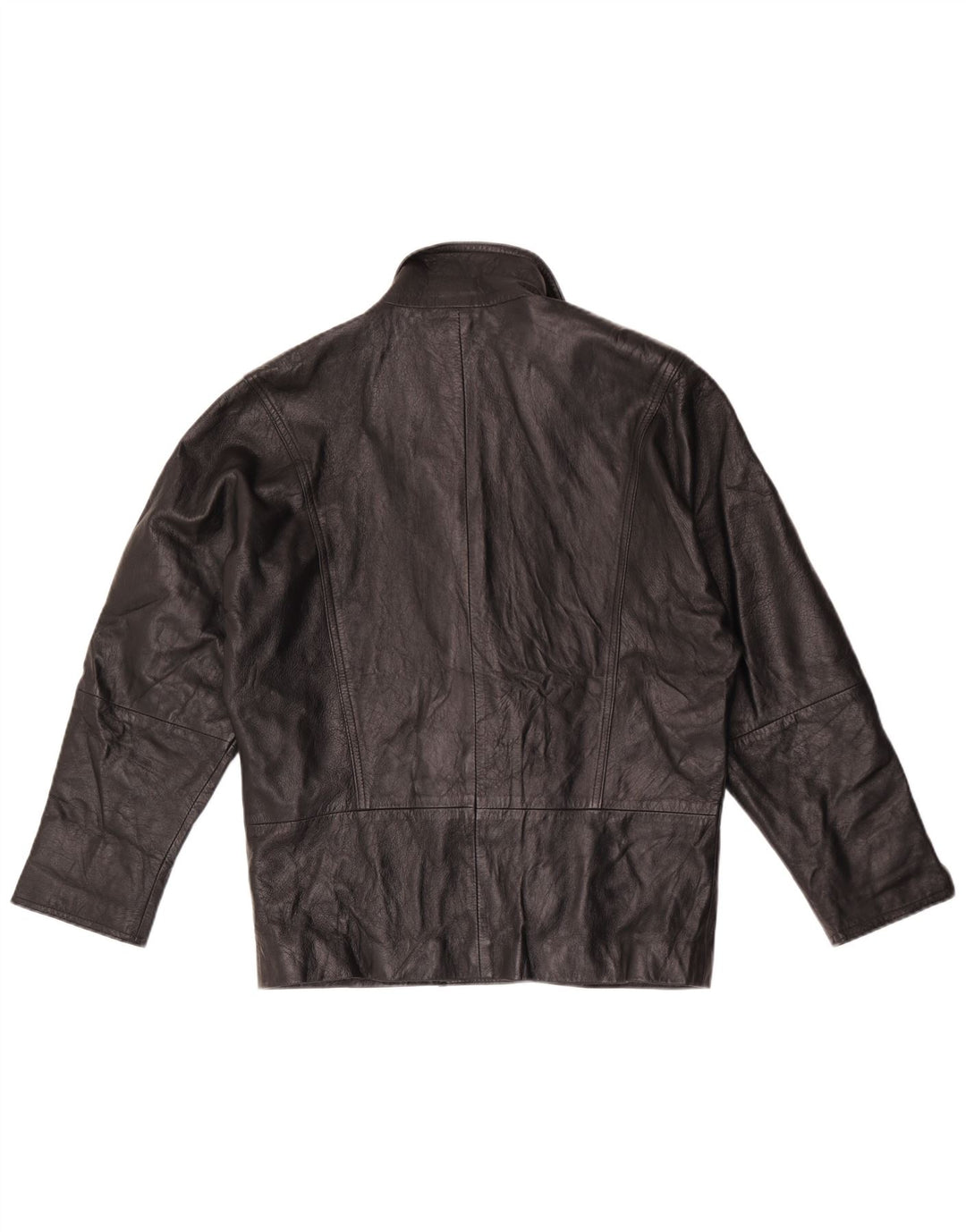 Giacca blazer in pelle doppio petto vintage da donna UK 16 grande nera