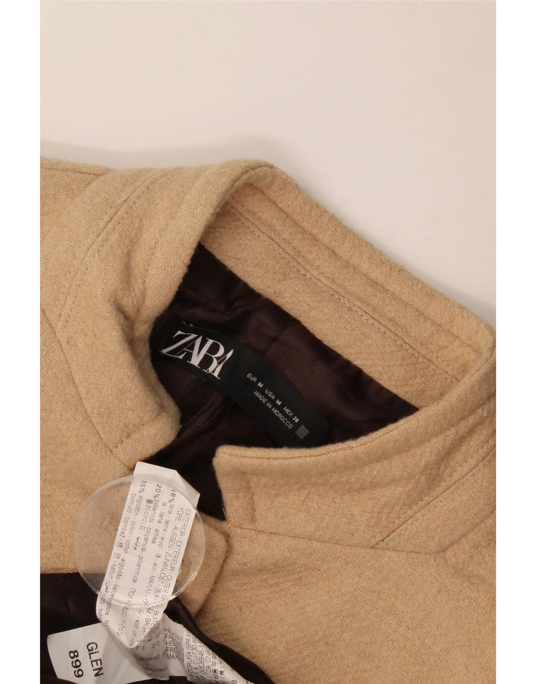 Cappotto Zara da donna UK 12 in lana beige medio