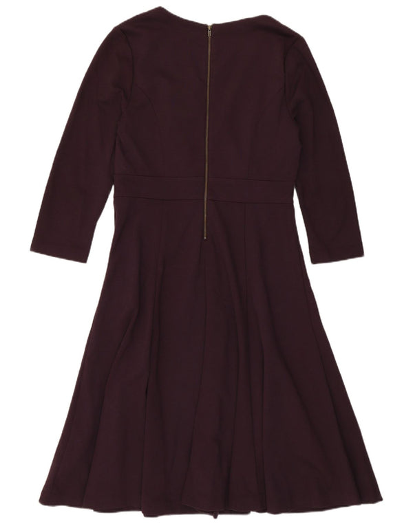 Abito a trapezio da donna con maniche a 3/4 Boden UK 10 piccolo in cotone bordeaux