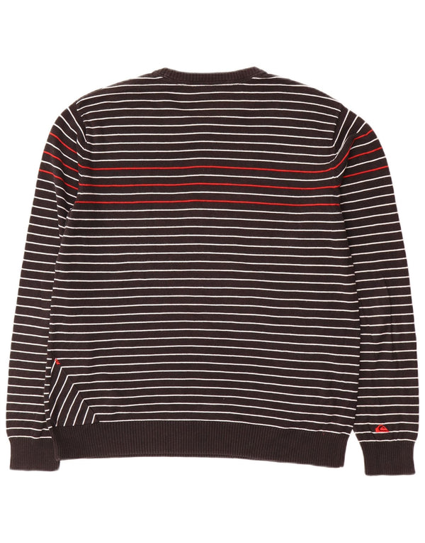 Quiksilver Mens Crew Neck Jumper Sweater Large Black Striped Cotton