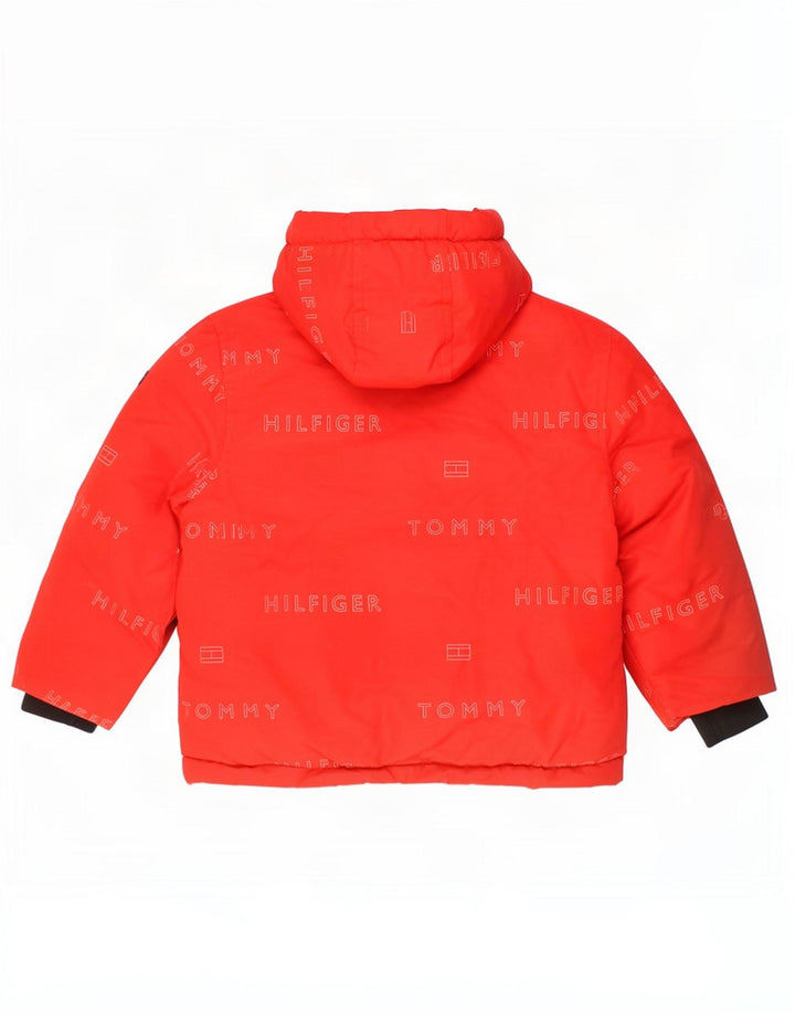 Giacca imbottita con cappuccio con grafica Tommy Hilfiger per ragazzi 3-4 anni in poliestere rosso