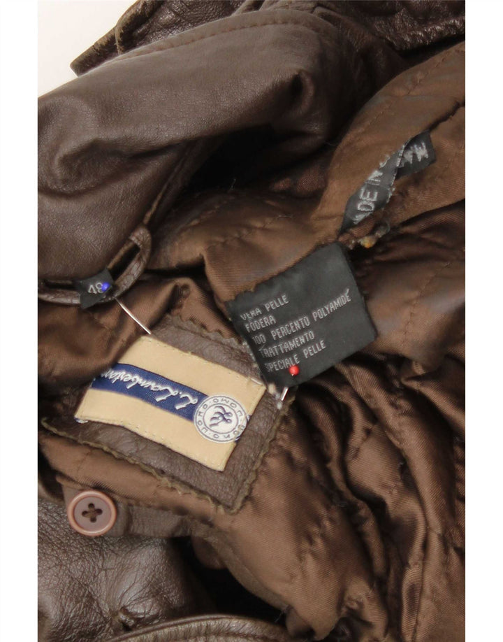 Cappotto in Pelle Militare Uomo L.Lambertazzi IT 48 Pelle Marrone Medio