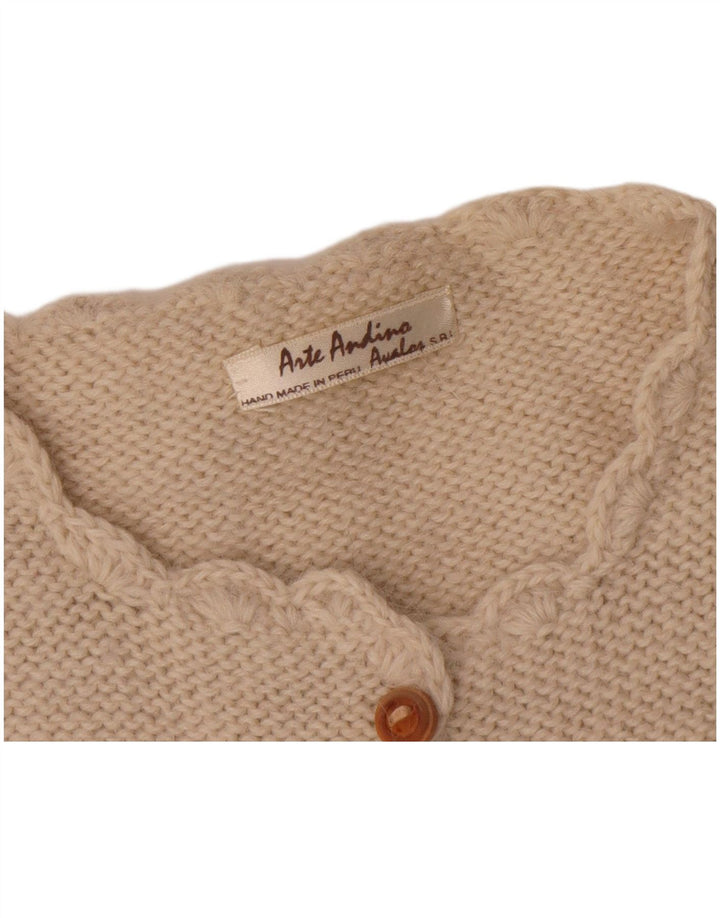 Maglione cardigan corto da donna vintage UK 14 Beige medio