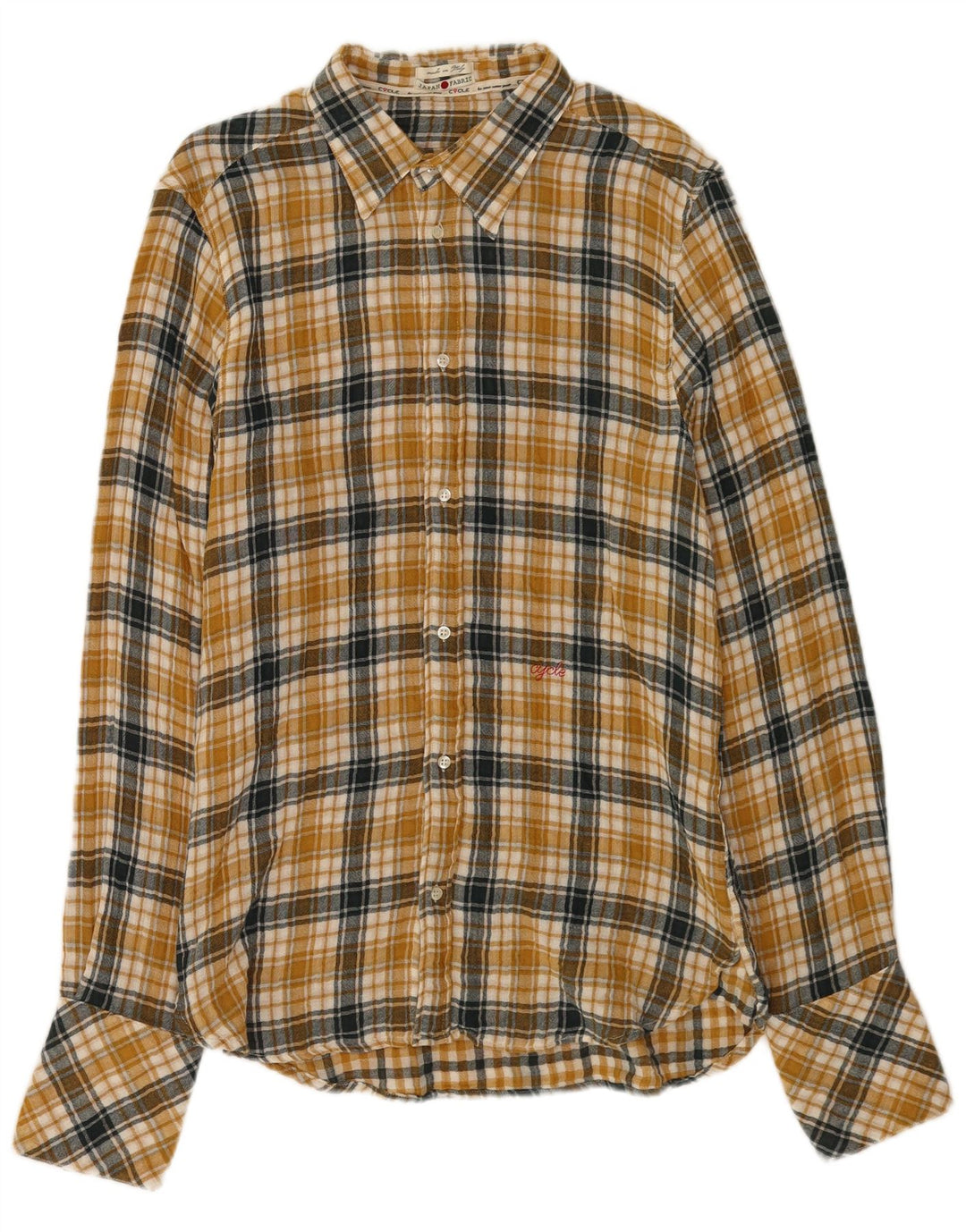 Camicia Cycle da uomo in flanella a quadri XL in cotone a quadri gialli