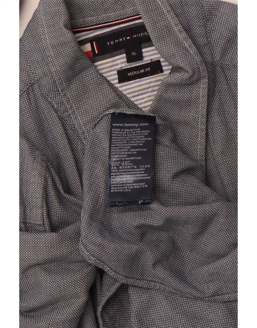 TOMMY HILFIGER Camicia da uomo vestibilità regolare XL Cotone maculato grigio