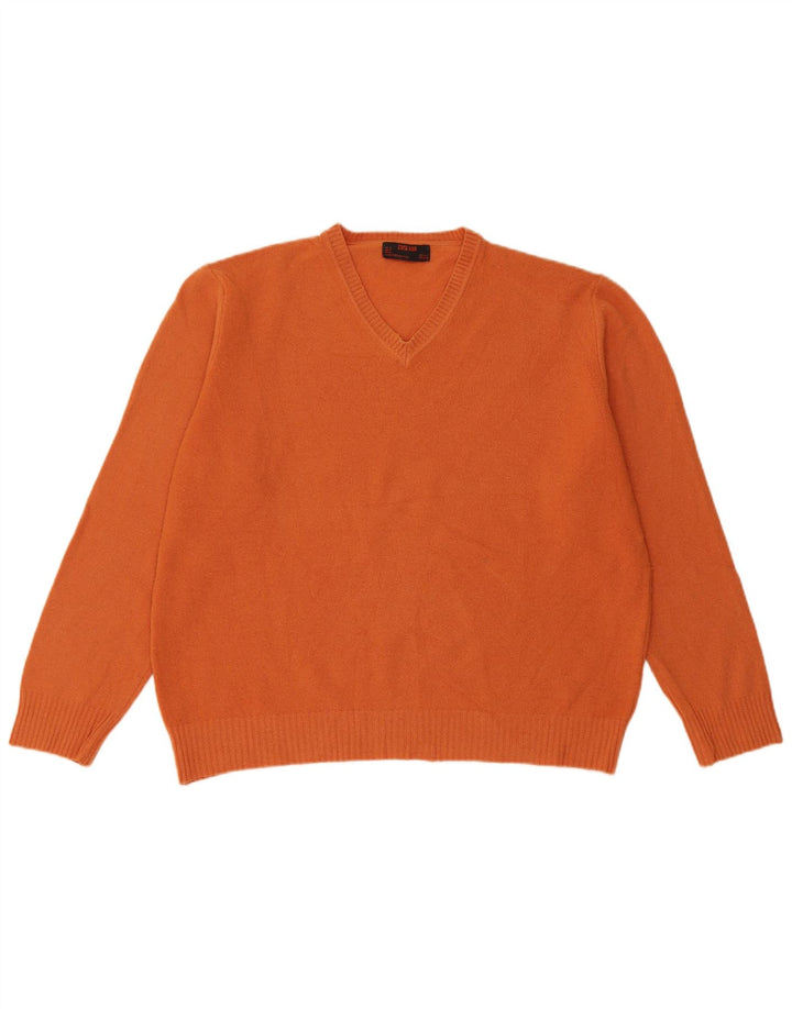 Maglione ZARA da uomo con scollo a V XL in lana arancione