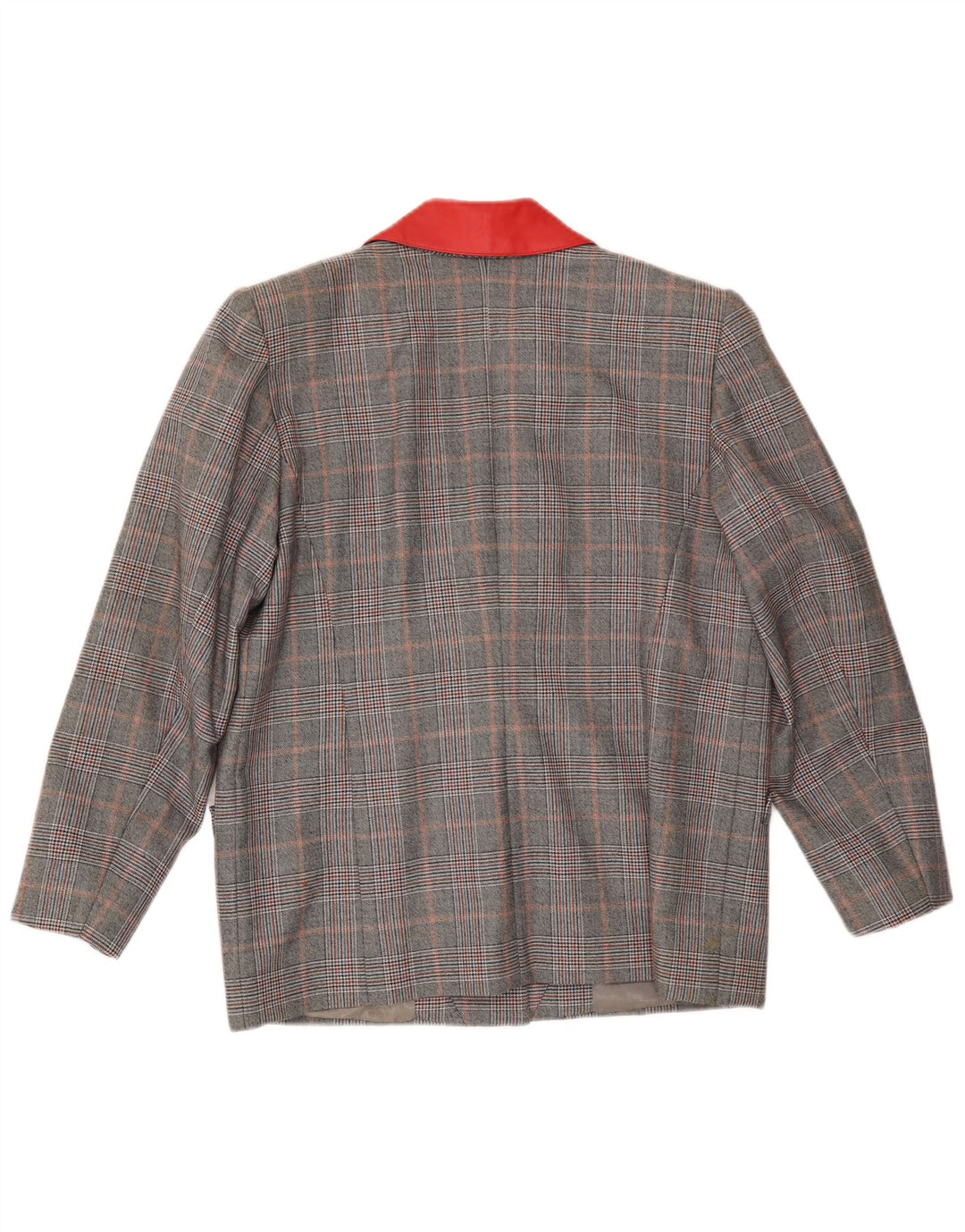 Giacca blazer a 3 bottoni da donna VINTAGE UK 16 grandi quadri grigi