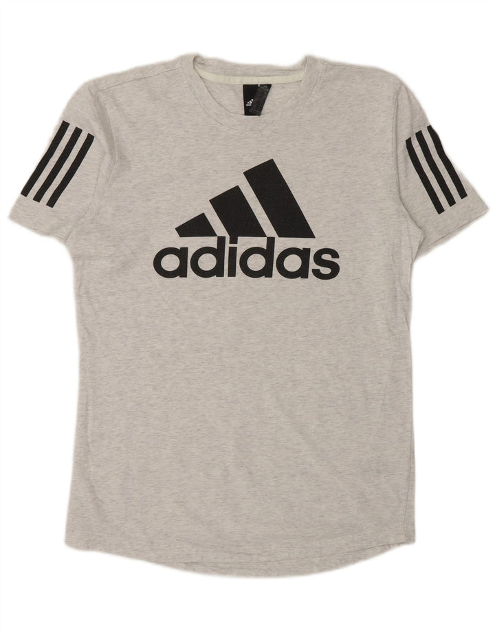 T-shirt grafica da uomo Adidas Top piccola in cotone chiazzato grigio