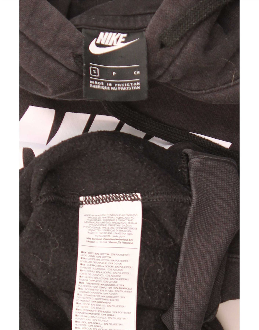 Felpa con cappuccio grafica Nike da uomo piccola in cotone nero