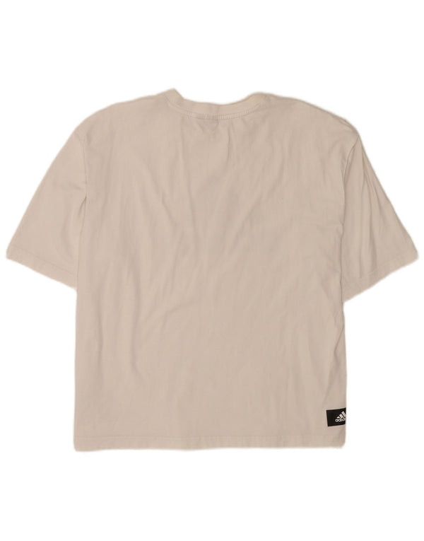 T-shirt grafica da donna Adidas Top UK 16 grande cotone bianco
