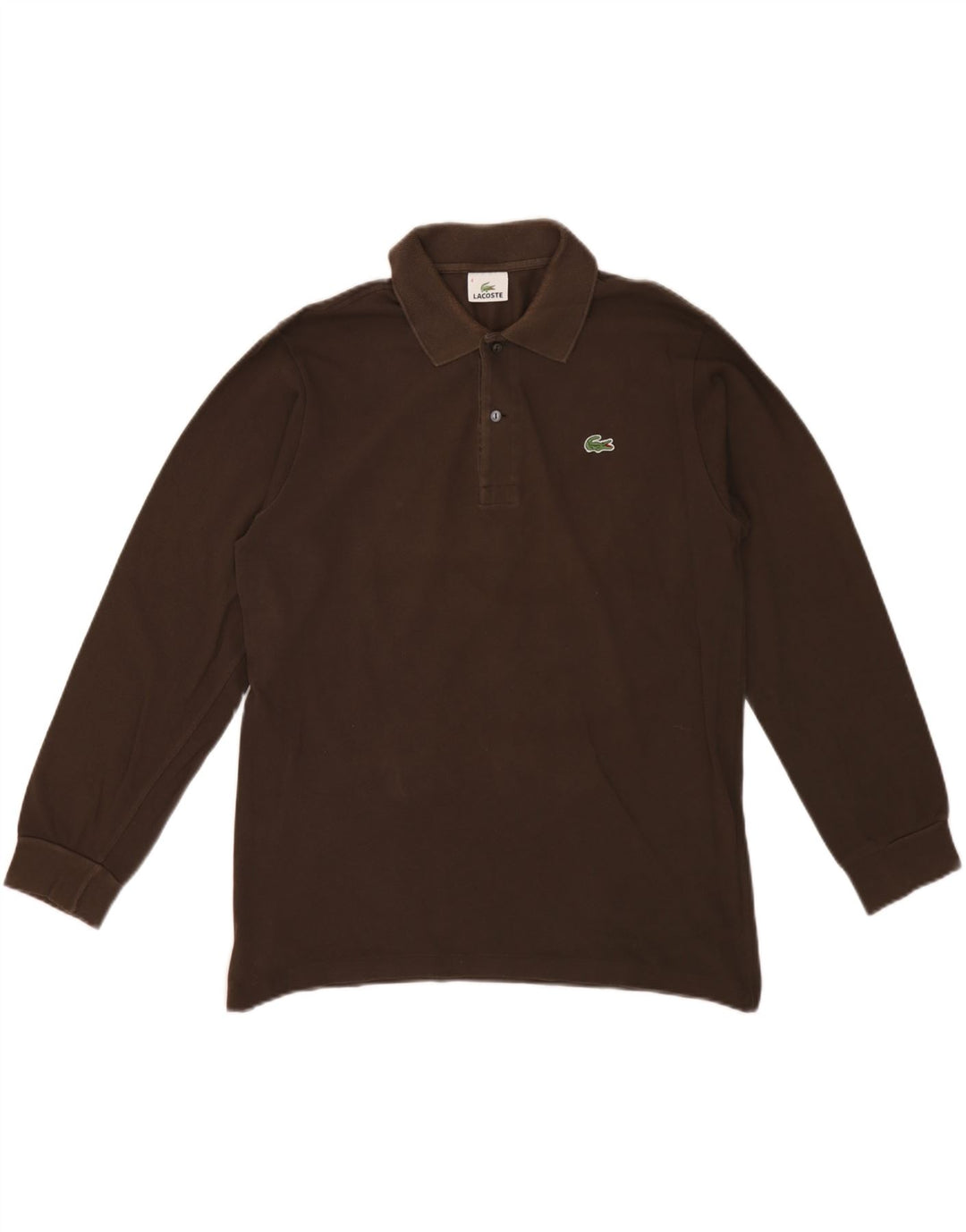 Polo da uomo a maniche lunghe Lacoste taglia 4 in cotone marrone medio
