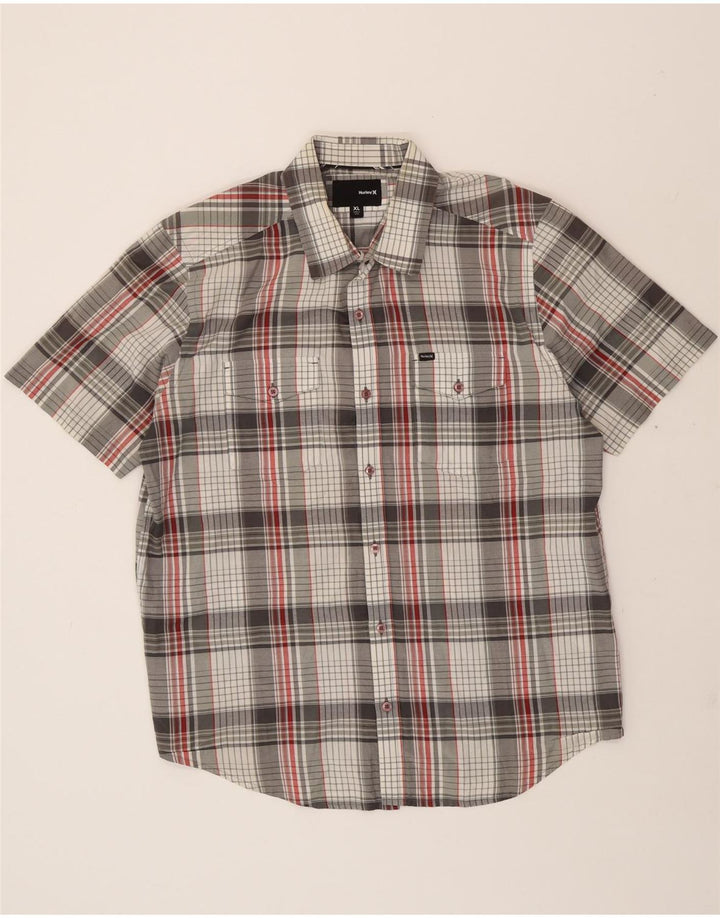 HURLEY Mens Short Sleeve Shirt XL Grey Check Cotton Vintage Hurley and Second-Hand Hurley from Messina Hembry 