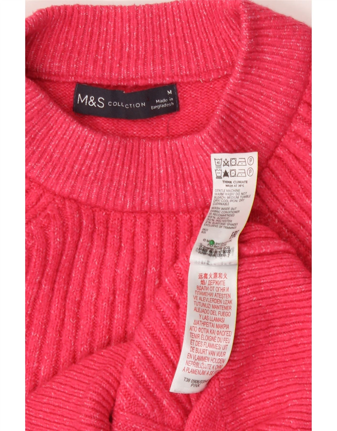 Maglione girocollo corto da donna Marks & Spencer UK 14 Rosa medio