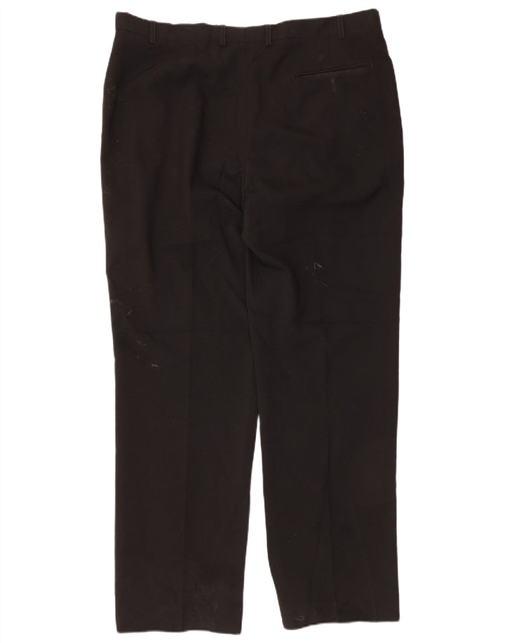Pantaloni da abito dritti da uomo Marks & Spencer W38 L31 poliestere nero