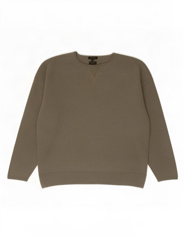 Maglione maglione girocollo da donna Massimo Dutti UK 12 Lana kaki media