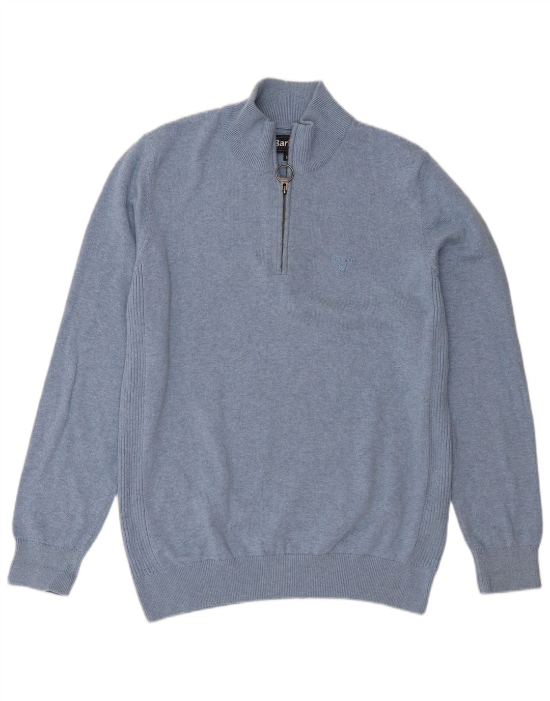 Barbour Maglione da uomo con zip e collo in cotone blu medio