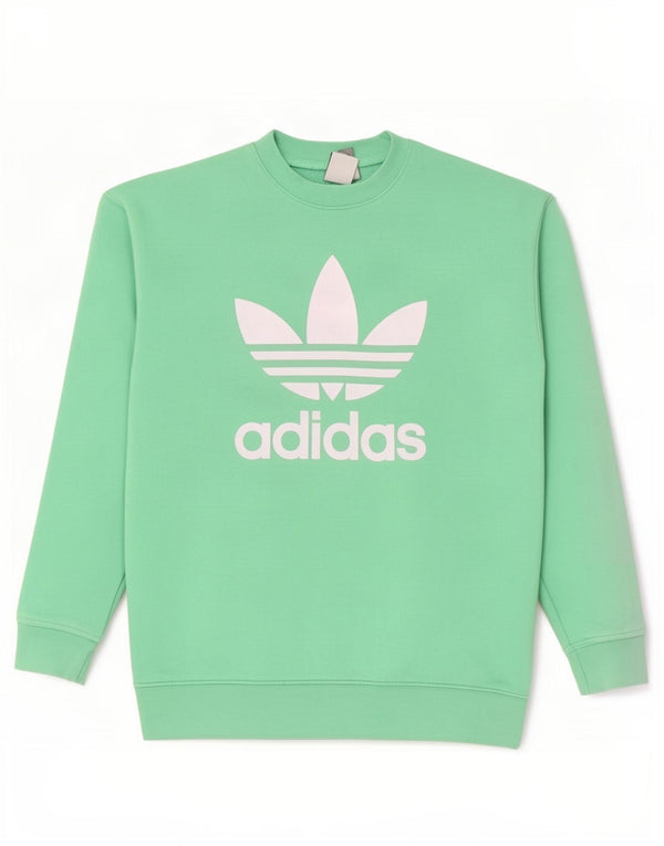 Felpa oversize con grafica da donna Adidas UK 8 Small Green Cotton