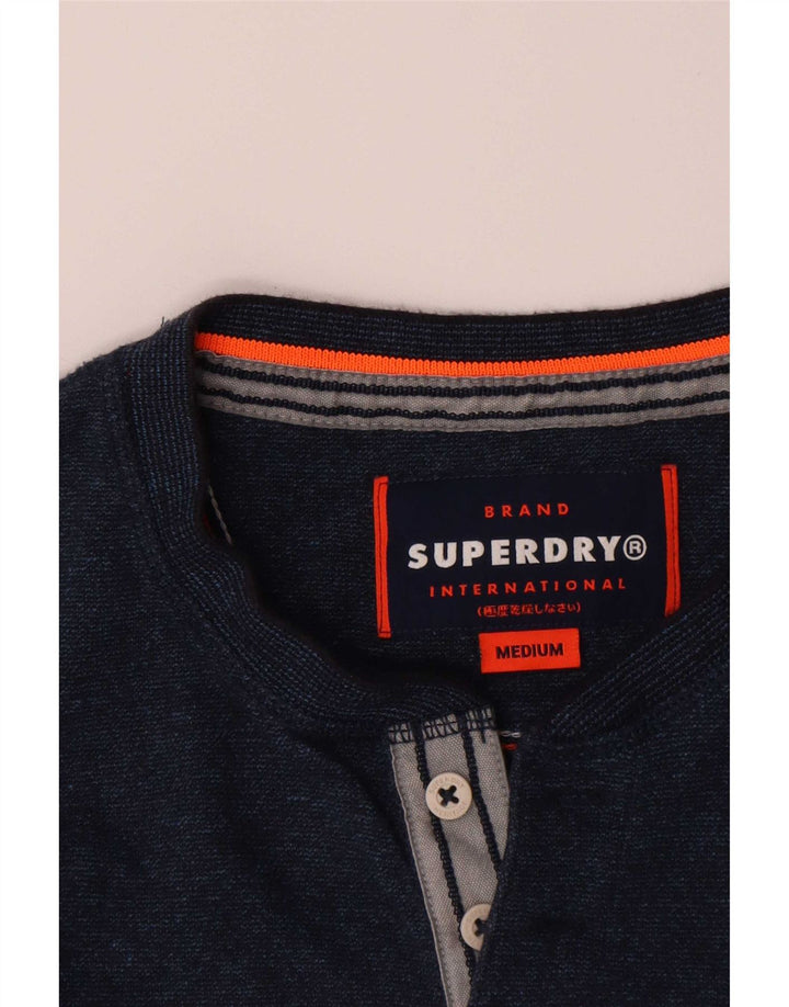 Top da uomo a maniche lunghe Superdry in cotone blu navy medio
