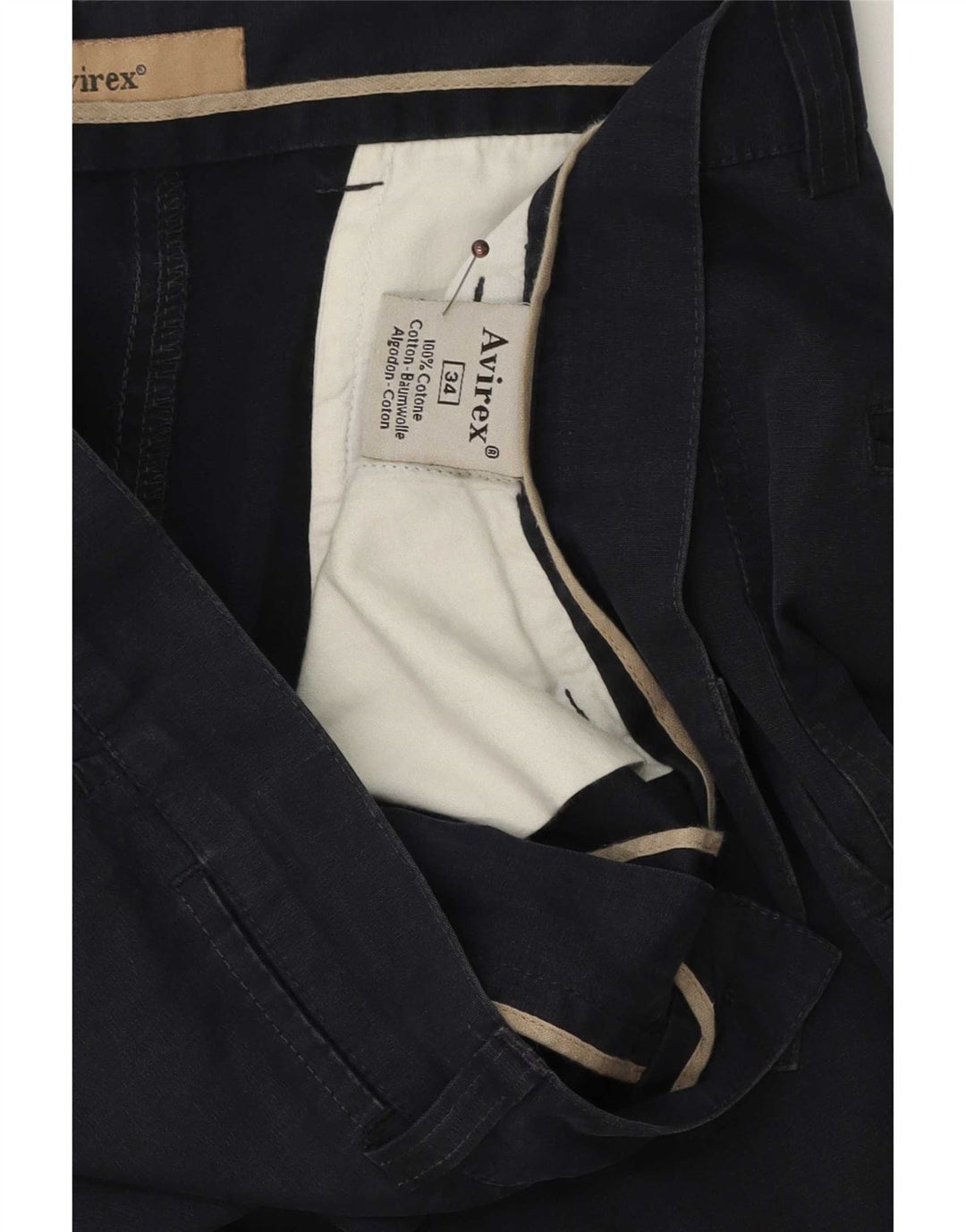 Pantaloni chino regolari da uomo Avirex W34 L30 cotone blu navy