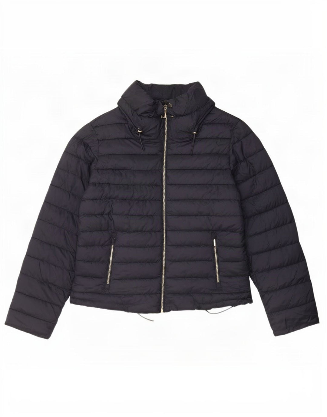 Giacca imbottita con cappuccio corta da donna Zara UK 20 2XL poliestere blu navy