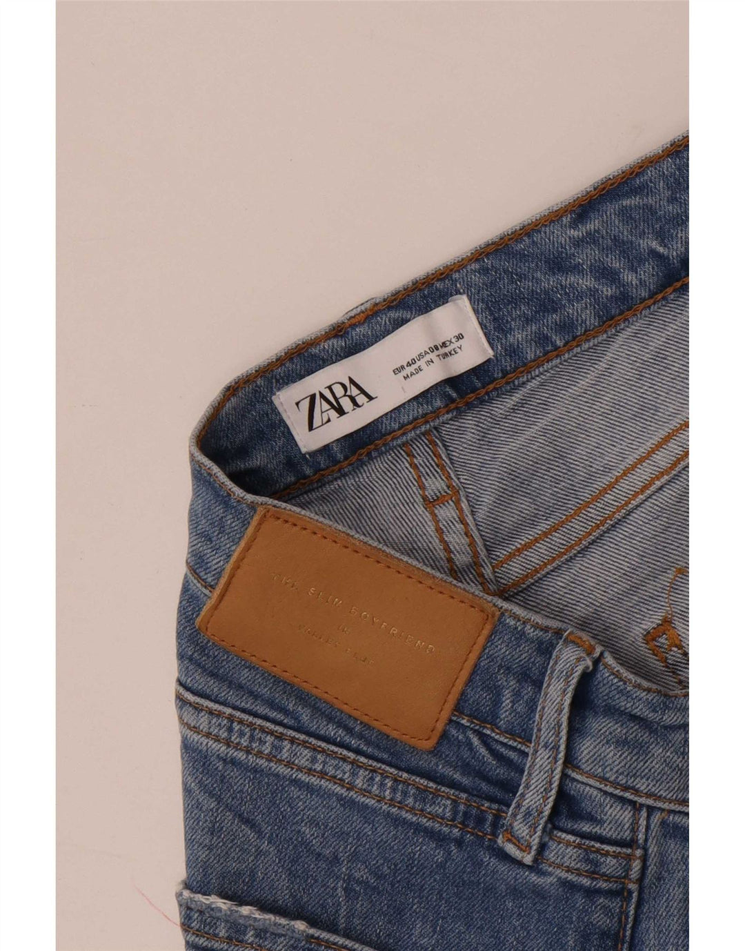 Jeans slim invecchiati Zara da donna EU 40 medi W30 L26 blu