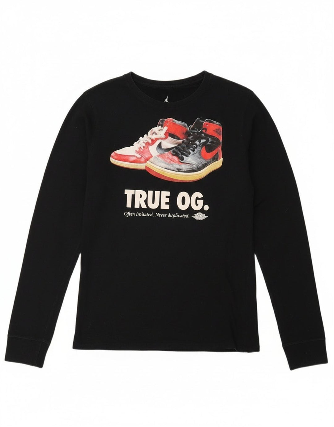 Top grafico da uomo Jordan a maniche lunghe piccolo in cotone nero