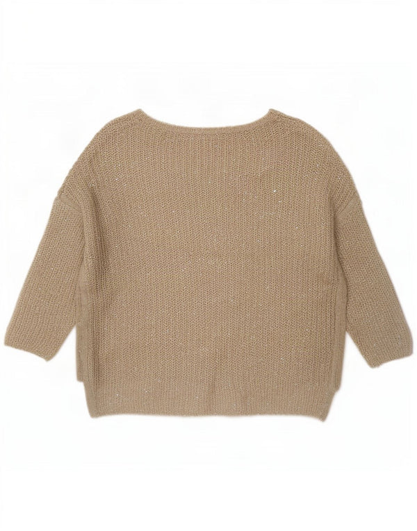 Maglione Zara da donna oversize con scollo a barca con maniche a 3/4 UK 10 piccolo Beige