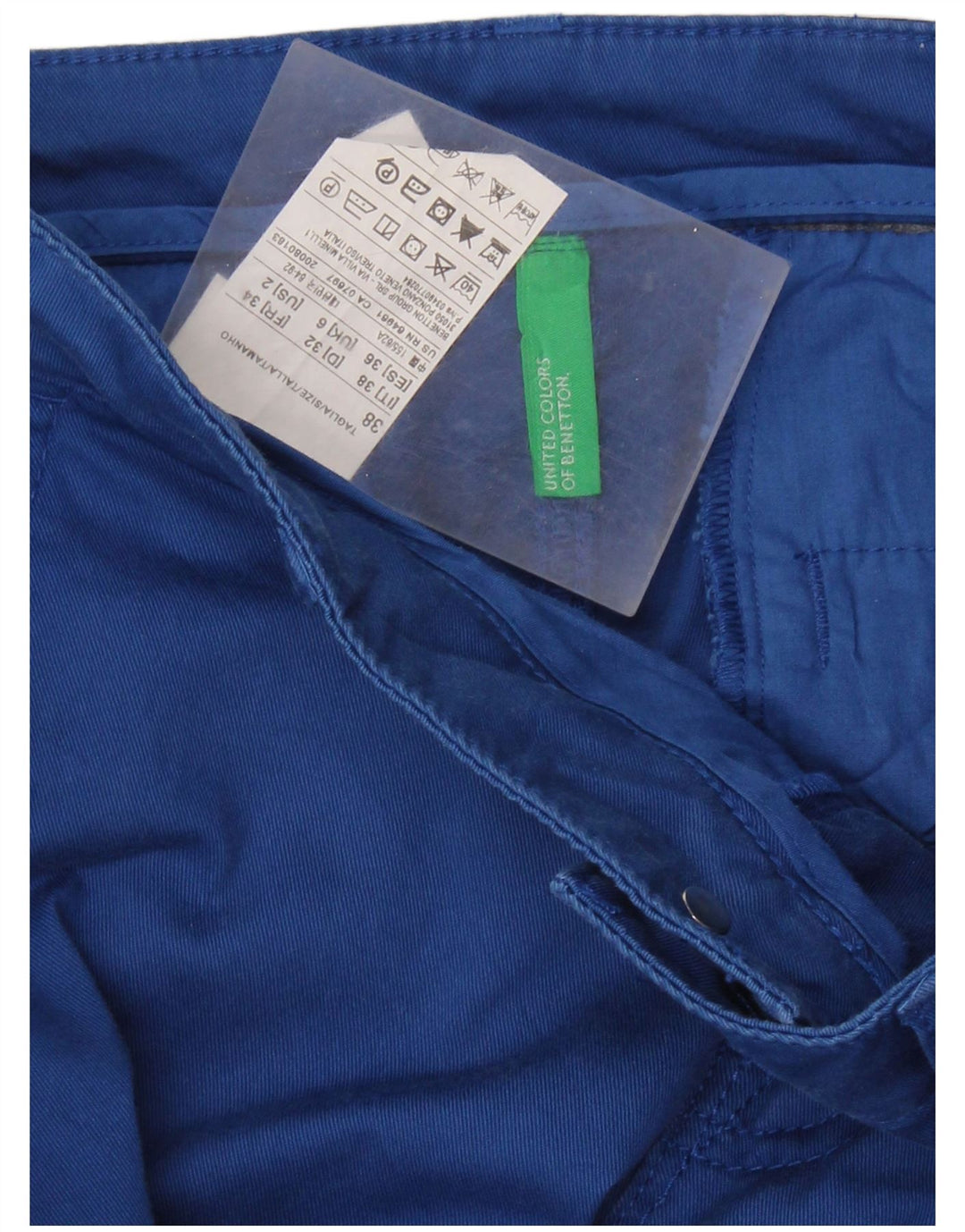 Pantaloni chino svasati da donna BENETTON UK 6 XS W26 L33 cotone blu