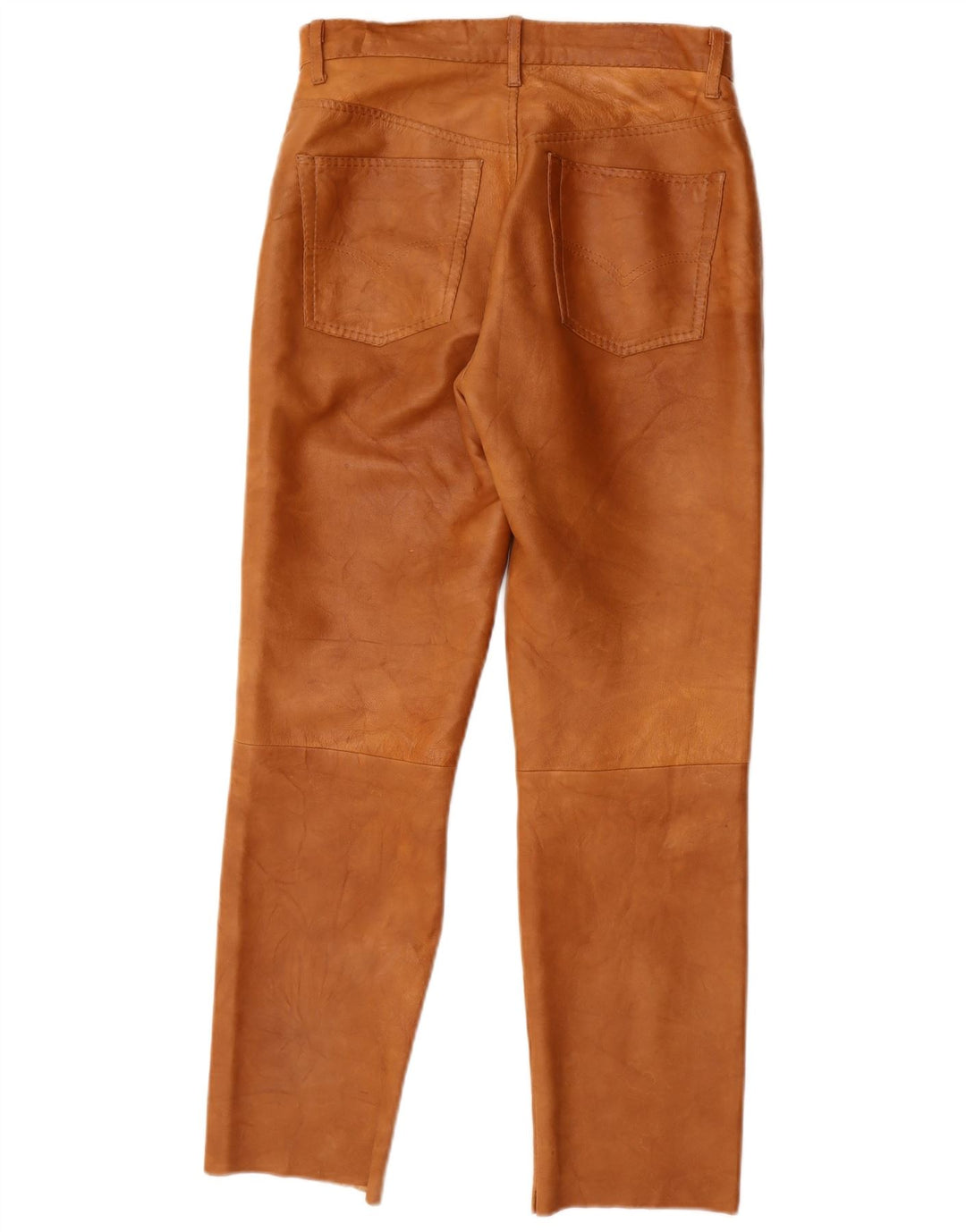 Pantaloni dritti in pelle vintage da donna W28 L27 Marrone