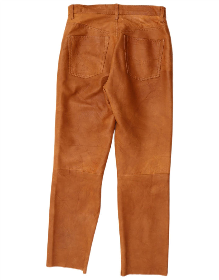 Pantaloni dritti in pelle vintage da donna W28 L27 Marrone