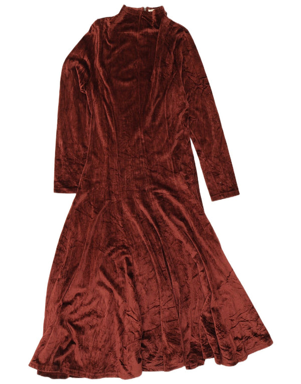 Abito lungo a maniche lunghe in velluto da donna Sportmax UK 14 Grande viscosa bordeaux