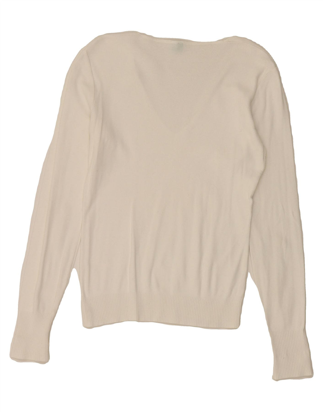 BENETTON Womens V-Neck Jumper Sweater UK 8 Small White Vintage Benetton and Second-Hand Benetton from Messina Hembry 