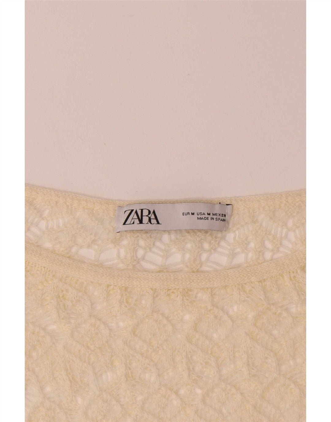 Top Zara da donna, camicetta corta all'uncinetto a pipistrello, UK 12, giallo medio