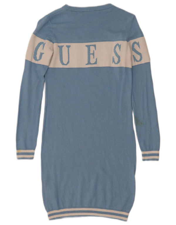 Abito maglione Guess per ragazze con grafica a maniche lunghe, 11-12 anni, color block blu