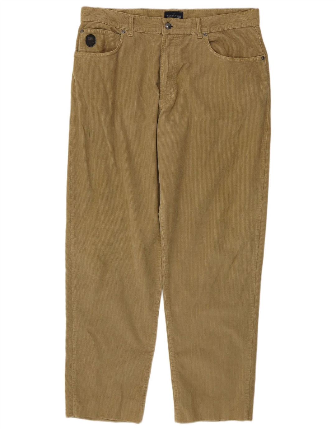 Pantaloni dritti da uomo in velluto a coste TRUSSARDI IT 54 2XL W40 L32 Cotone kaki