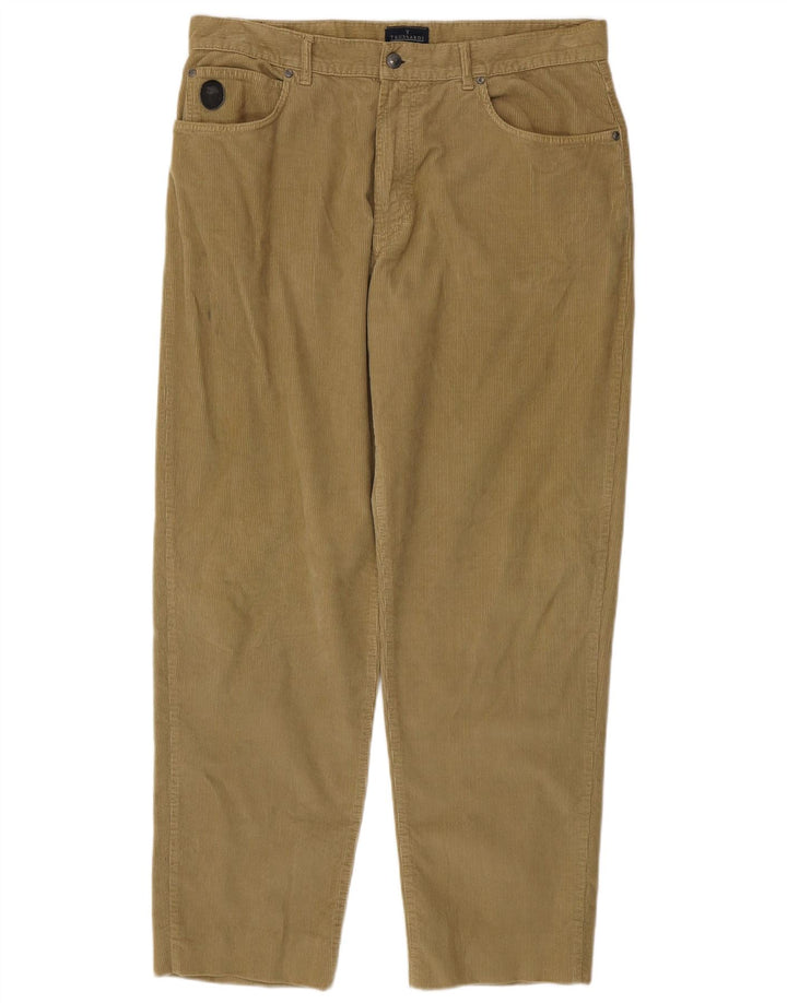 Pantaloni dritti da uomo in velluto a coste TRUSSARDI IT 54 2XL W40 L32 Cotone kaki