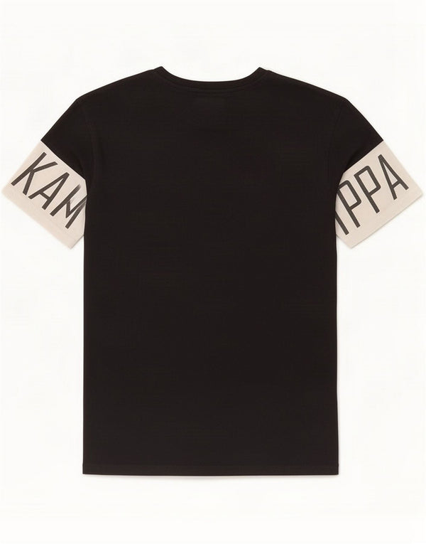 Kappa Mens Graphic T-Shirt Top Small Black Colourblock Cotton