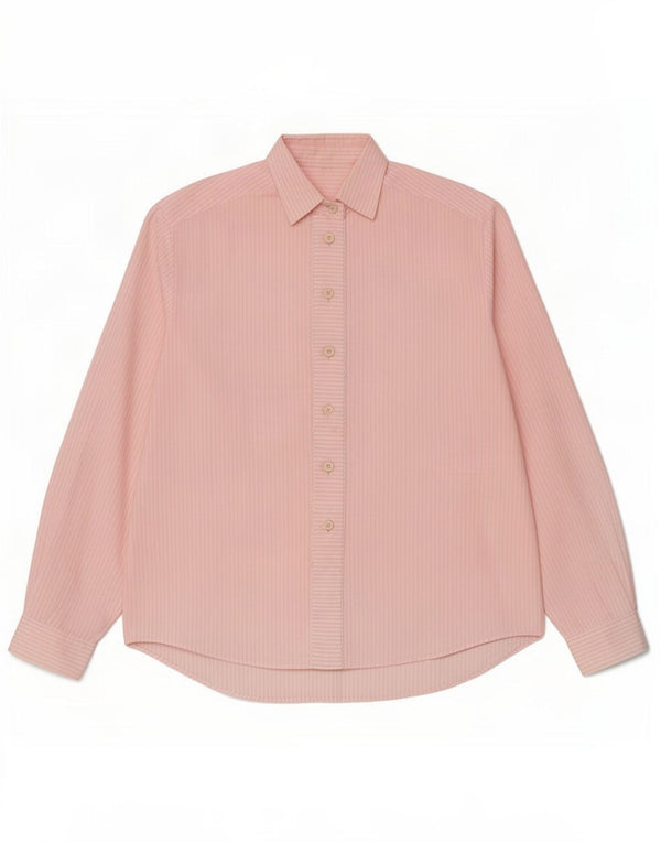 Camicia vintage da donna UK 18 XL cotone gessato rosa