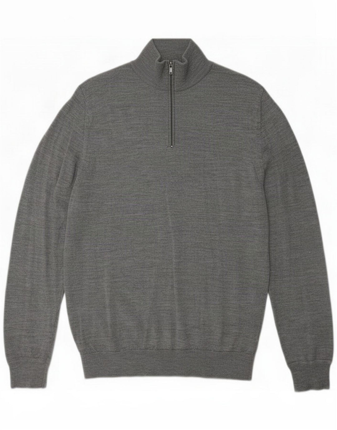 Marks & Spencer Maglione da uomo con zip e collo grande in lana merino grigia
