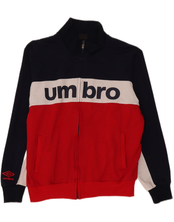 Giacca da ginnastica grafica da uomo Umbro in cotone color block medio blu navy