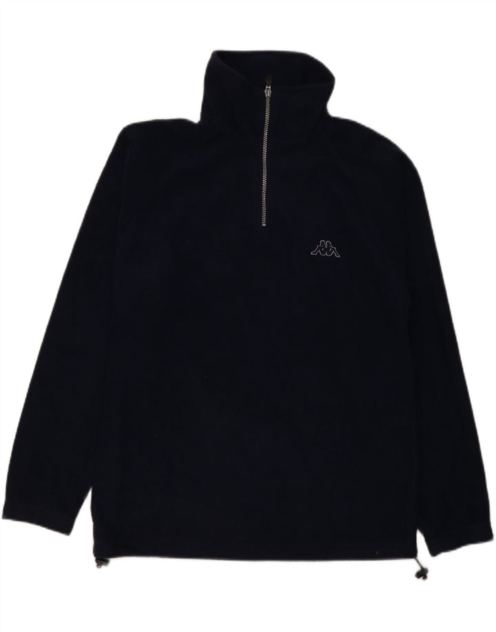 KAPPA Mens Zip Neck Fleece Jumper Medium Navy Blue Polyester Vintage Kappa and Second-Hand Kappa from Messina Hembry 
