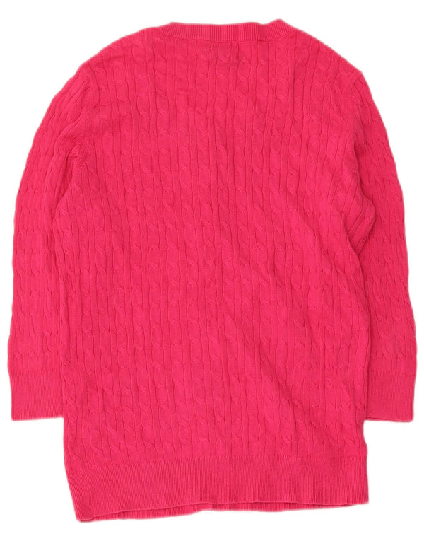 Maglione cardigan con maniche a 3/4 da donna Tommy Hilfiger UK 12 Cotone rosa medio