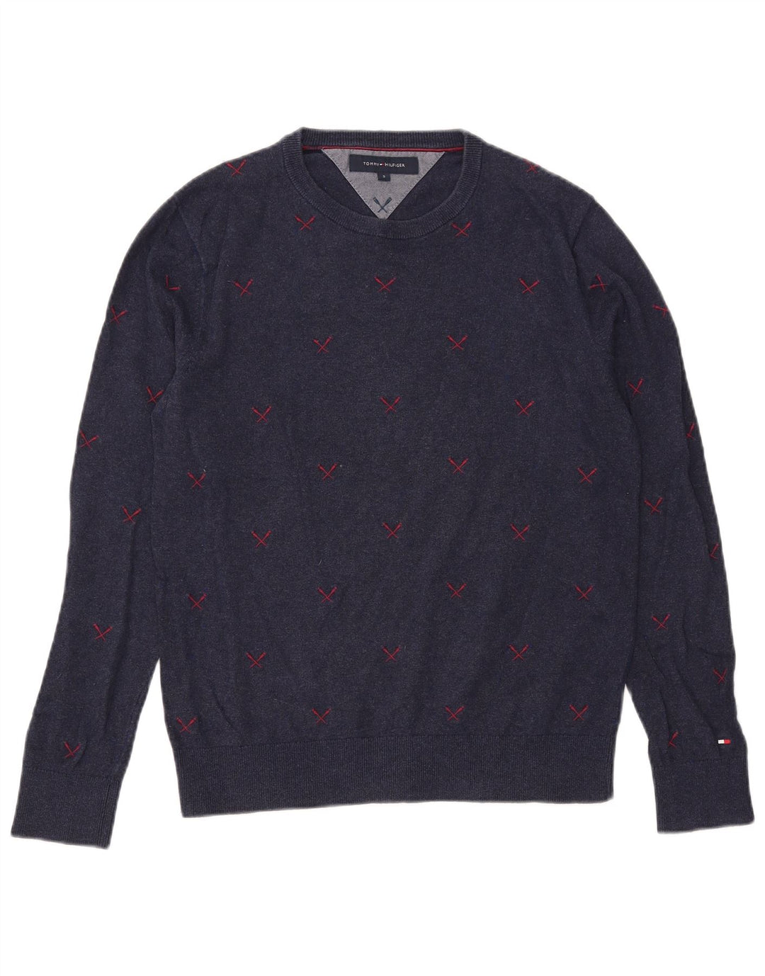 Maglione maglione girocollo da uomo Tommy Hilfiger piccolo poliestere blu navy